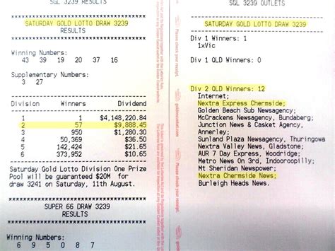 saturday gold lotto dividends.